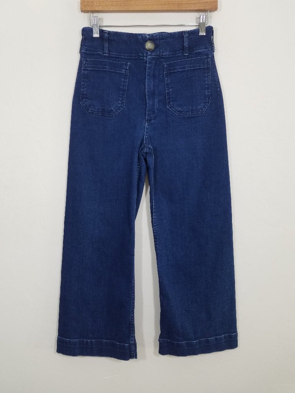 Maeve Anthropology THE COLETTE Patch Pockets Crop Jeans Stretch Blue Size 27